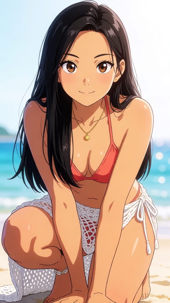 Asian Girl in a Bikini: Love on the Sand